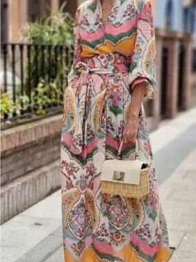 Zara Print Maxi Wrap Dress